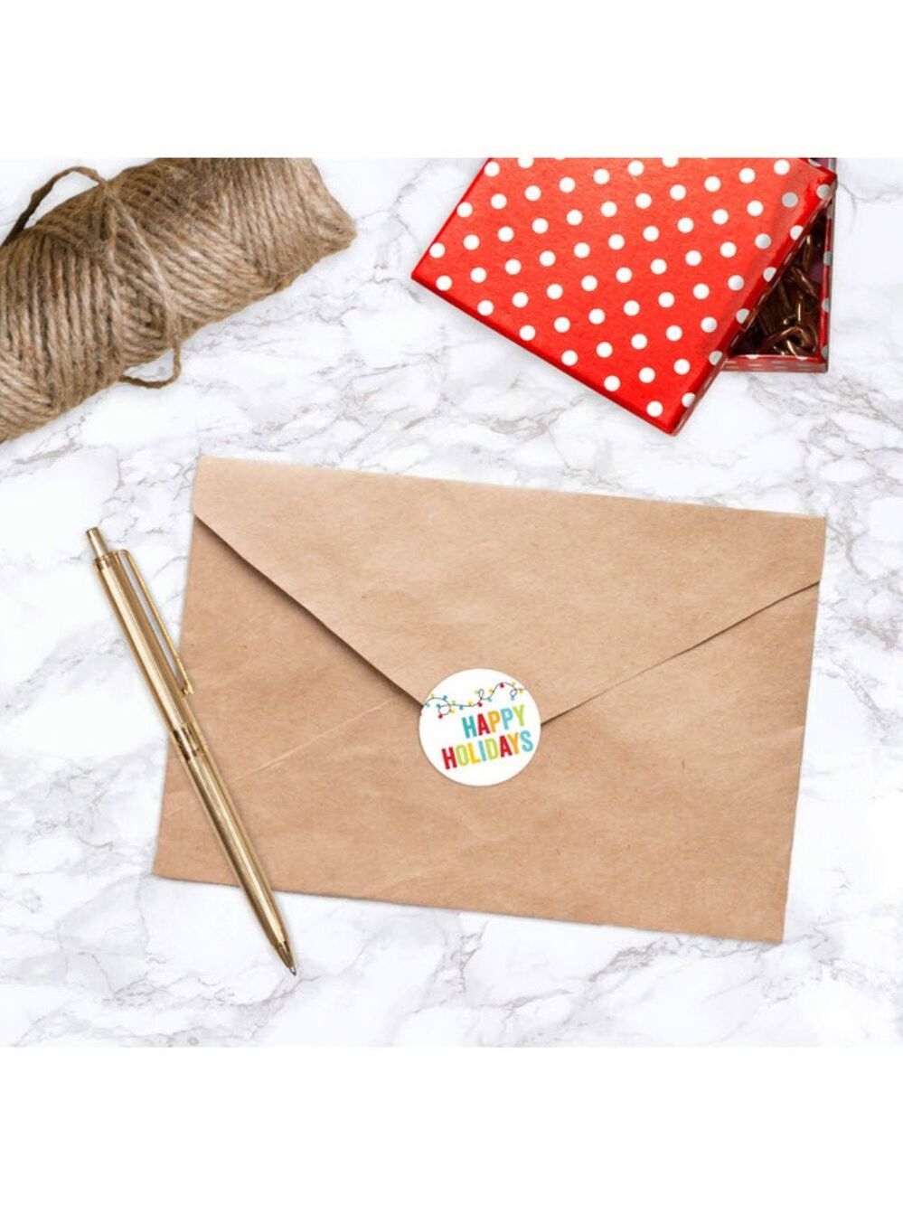 500 Christmas wafer stickers Happy Holidays 1.5"